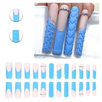 RAGUPEL 24Pcs Glue on Nails for Women,Silver Sequins Press on Nails Square,3D Heart Full Cover Nail Tips,Long Nails for Party,Daily Life,Taking Pictures,Dating,Style1