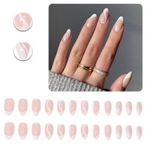 RAGUPEL 24Pcs Glue on Nails for Women,White French Tip Press on Nails,Classic Style Press on Nails Almond,Press on Nails for Workplace,Daily Life,Wedding,Style1