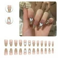 thumbnail image 1 of RAGUPEL 24Pcs Glue on Nails for Women,Crystal Embellished Coffin Press on Nails,3D Heart Long Nails,Presson Nails for Women and Girls,Style3, 1 of 7