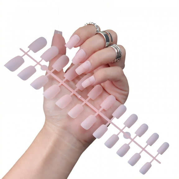 RAGUPEL 24Pcs Glue on Nails for Women,Light Pink Nails Press Ons Short,Matte Finish Press on Nail,Nails Press Ons for Daily Life,Style1