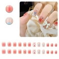 thumbnail image 1 of RAGUPEL 24Pcs Glue on Nails for Women,Rhinestone-Studded Short Nails Press On,3D Bowknot False Nails,Presson Nails for Women and Girls,Style2, 1 of 7