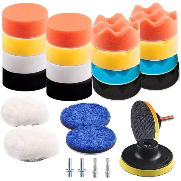 RAGUPEL 26 Pcs Car Foam Polishing Buffing Kit, 3 Inch Polishing Pad, Buffing Pads, Polishing Pad Kit, 3 Inch Buffing Pads