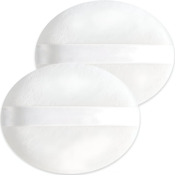BPPEG 2Pack Large Loose Velour Body Powder Puff White Round