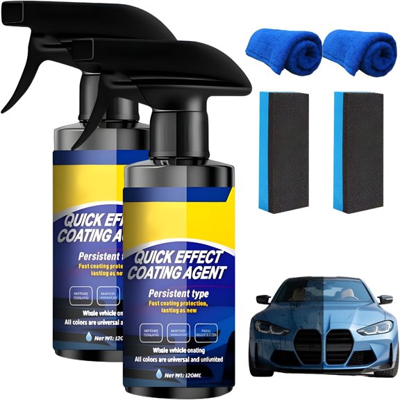 RAGUPEL 2Pcs Car Nano Coating Spray, Quick Effect Coating Agent for Car, Upgrade Advanced Car Quick-acting Coating Agent Spray, Coat Car Wax for Scratch Repair, Oil Film Removal