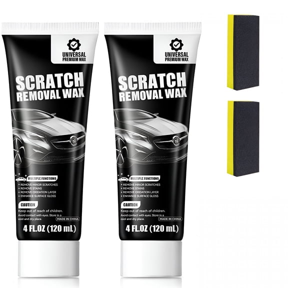 RAGUPEL 2Pcs Car Scratch Remover Wax, Universal Premium Polishing Compound for Deep Scratches, Car Scratch Repair Tool, 4 Fl Oz (120 Ml), With Sponge