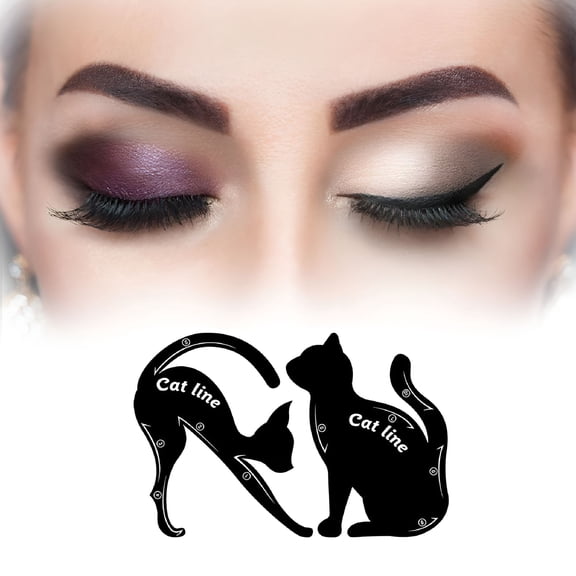 RAGUPEL 2Pcs Cat Eyeliner Stencils, Matte PVC Smoky Eyeshadow Applicator Template, Cute Pet Shape Eye Makeup Guide Tool for Beginners Daily Wear