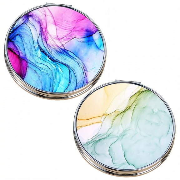 RAGUPEL 2Pcs Hand Mirror Ideal for Travel Handheld Mirror Unique Mirror Reflection Make Up Mirror Mixing1