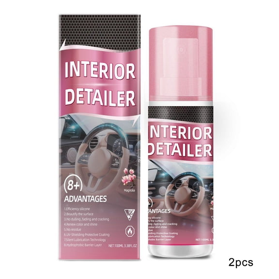 RAGUPEL 2Pcs Polishing Cleaner Car Interior,Car Interior Cleaner Spray, 100Ml Multi-Surface Car Interior Detailing Cleaner Suitable for Cleaning Rubber, Plastic, and Leather Surfaces Inside Vehicles