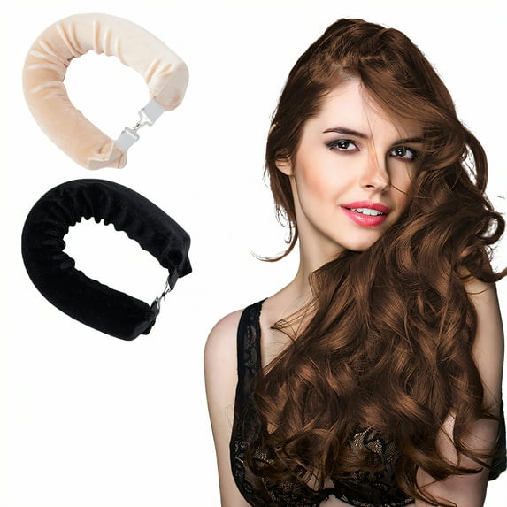 RAGUPEL 2Pcs Scrunchies,No Heat Required Hair Accessories for Women,Soft Fabric Stylish Curls Silk Scrunchies,Beige & Black