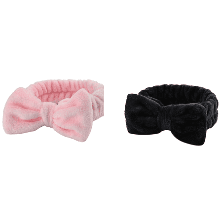 RAGUPEL 2Pcs Scrunchies,Soft Plush Fabric Scrunchies forWomen,Simple Solid Color Style Hair Accessories forWomen,Black & Pink
