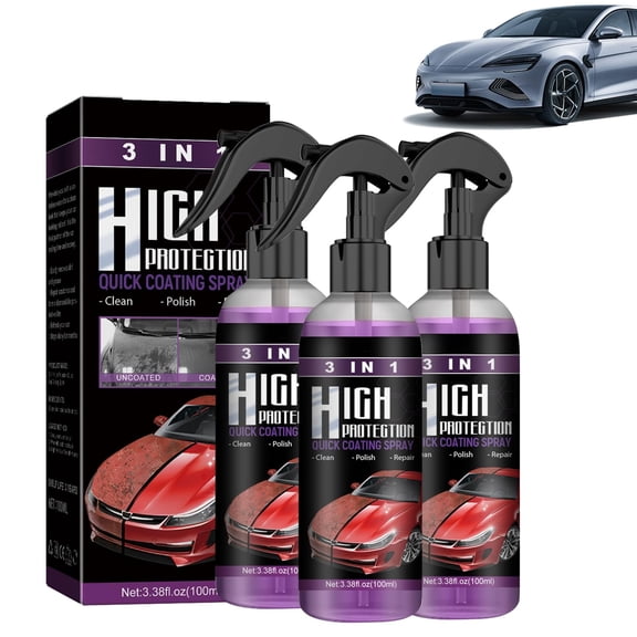 RAGUPEL 3 in 1 High Protection Quick Car Coating Spray, 3PCS Car Scratch Nano Repair Spray, Car Coating Fast Wax Polishing Spray, Plastic Refresher, Fast Fine Scratch Repair
