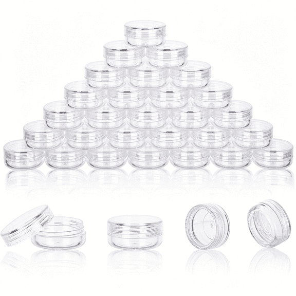 RAGUPEL 3 Gram Sample Containers with Lids,50 Count Tiny Sample Jars,Empty Lip Balm Containers,Mini Cosmetic Container with Lids,Makeup Travel Container with Labels,Mini Disposable Spatulas