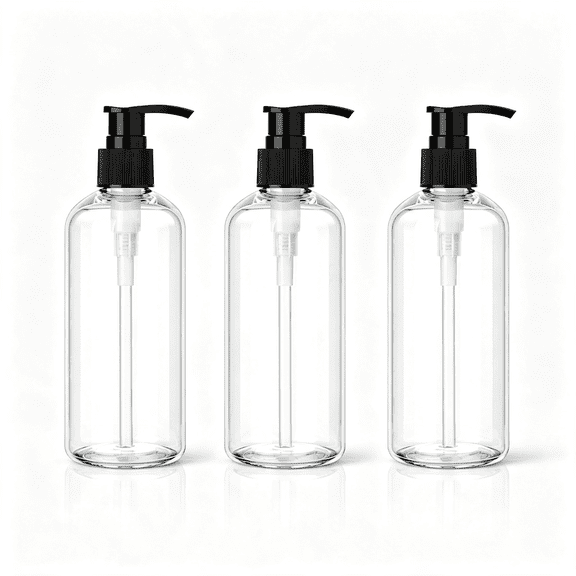 RAGUPEL 3 Pack 10Oz (300Ml) Empty Pump Bottles Clear Lotion Dispensers | Refillable Plastic Bottles Leakproof Containers for Essential Oil Soap Lotion Shampoo