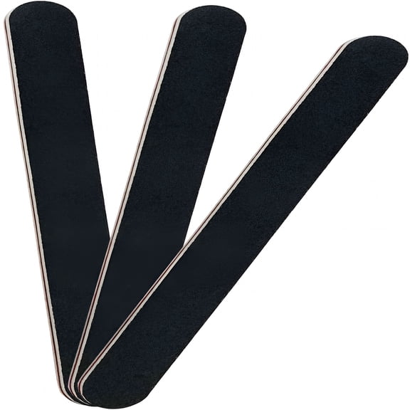 RAGUPEL 3 Pack Emery Boards, 100/180 Grit Nail File for Acrylic & Natural Nails, Reusable Black Nail Files