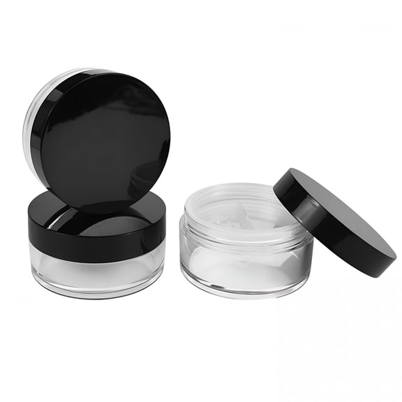 RAGUPEL 3 Pcs 10ml.34oz Black Plastic Refillable Loose Powder Containers, Empty Travel Powder Container with Rotatable Sifter and Leakproof Screw Lid for Makeup Powders