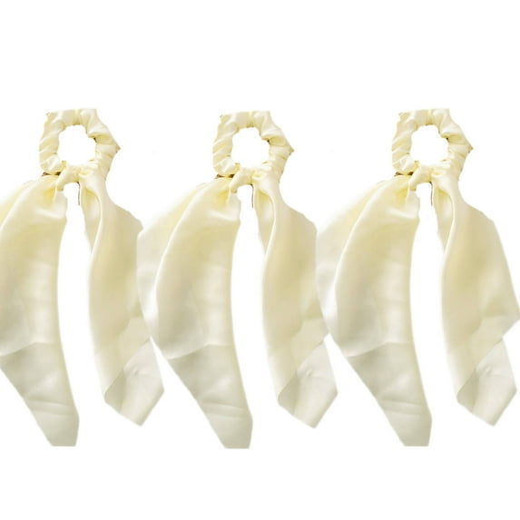 RAGUPEL 3 Pcs Scrunchies,Pure Color Knot and Sleek Satin Scrunchies for Women,Sturdy Hold with No Slippage Satin Scrunchies,Beige