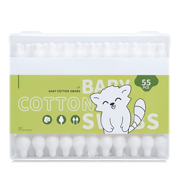 RAGUPEL 300Pcs Baby Safety Cotton Swabs with Large Tips for Newborn,Babies,Kids,Children,100% Organic Cotton,White Paper Sticks,5 Pack of 60 Swabs Total (5 Paper Boxes)