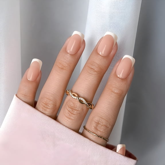 RAGUPEL 300Pcs French Gel Nail Tips, Press-On Nails, Skin Tone Options, Square Gel Nail Tips 15 Sizes, French Tips Design for Ultimate Diy Nail Art F03 Pink-Xs-Square