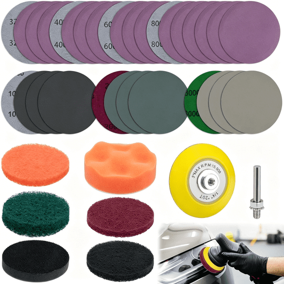 RAGUPEL 38Pcs Car Headlight Restoration Kit, 3 Inch Headlight Polishing Kit, Headlight Cleaning Kit with Sanding Disc Scouring Pad Polishing Pad Suitable for Drill Universal