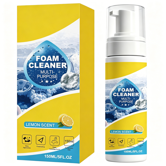 RAGUPEL 4-In-1 Multi-Enzyme Foam Cleaner,All-Purpose Foam Cleaner for Car Interior,Kitchen,Bathroom,Sofa,Deep Cleaning Foam with Lemon Fresh Scent 5.07Oz(1Pcs+1*Sponge+Towel)
