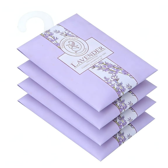 RAGUPEL 4 Pack Air Freshner Deodorizer Scented Sachets Bags for Drawer and Closet with Hanger (Purple)