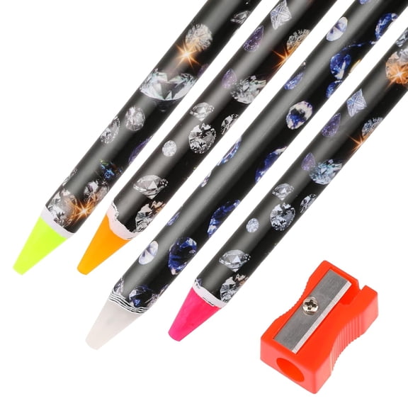RAGUPEL 4 Pack Rhinestone Picker Tool Adhesive Resin Picker Pencil Nail Point Drill Pen Dotting Wax Pencil Gem Pick Up Tools for Nail Art Diy with Pencil Sharpener