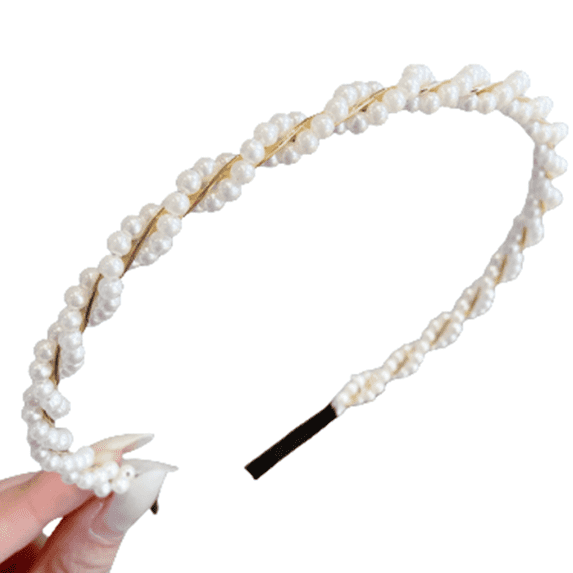RAGUPEL 4 Pcs Headbands for Women,Elegant Pearl Embellishments Head Bands for Women's Hair,Anti-Slip and Fairy-Inspired Hair Bands for Women's Hair,Style9