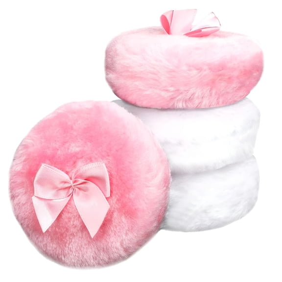 RAGUPEL 4 Pcs Large Powder Puff 3.1 Inch Body Powder Puff Cotton Cosmetic Puffs Soft Velour Makeup Sponge Cushion Puff Setting Powder Puff Make Up Sponges for Foundation Setting Powder
