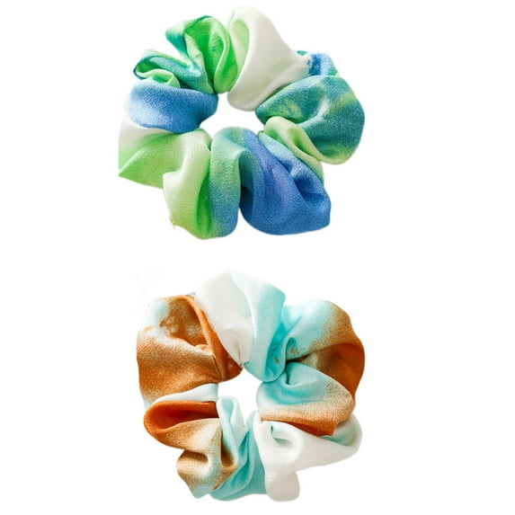 RAGUPEL 4 Pcs Scrunchies,Vibrant Tie-Dye and Elastic Stretch Hair Accessories for Women,Smooth and Soft Fabric Hair Scrunchies for Women's Hair,Green&Coffee