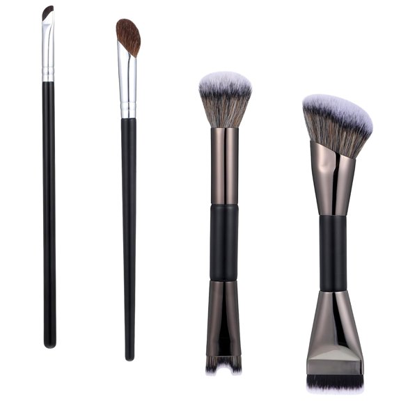 RAGUPEL 4 Pcs Sculpting Dual-End Nose Brush, Contour Set, 2-In-1 U-Shaped Fluffy Brushes Defining Angled for Foundation, Powder, Blush Highlighting, Synthetic Fiber Makeup Tools