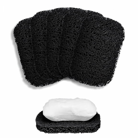 RAGUPEL 4 Pcs Soap Holder Pad,Durable PVC Elastic Fiber Material Soap Saver Pads,Stylish and Practical Design Soaps Tray Mat,Black