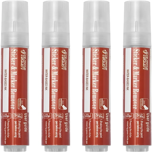 RAGUPEL 4 Pcs Sticker Marker Remover Pens Orange Scent Quick Adhesive Residue Remover Pen Household Cleaning Supplies for Glue Label Car Stickers Double-Sided Tape