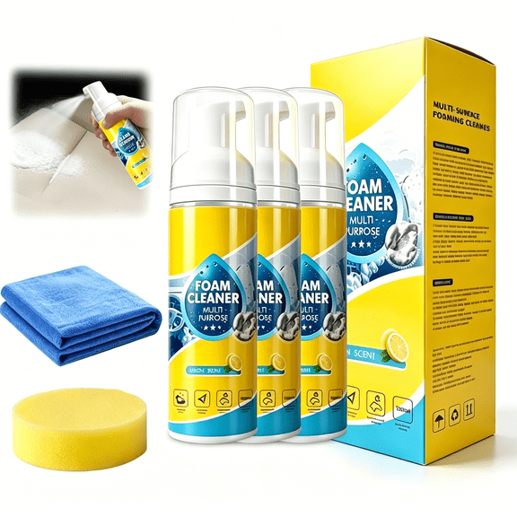 RAGUPEL 4-in-1 Multi-Enzyme Foam Cleaner, Foam Cleaner All Purpose for Car Interior Leather Plastic & Fabric Car Kitchen Bathroom & Sofa, Non-Greasy Finish (2pc, 150ml)