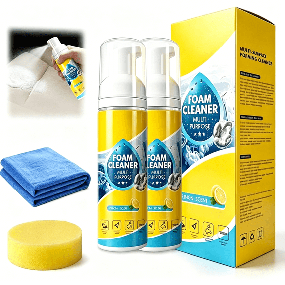RAGUPEL 4-in-1 Multi-Enzyme Foam Cleaner, Foam No-Rinse Cleaner, All-Purpose Foam Cleaning Spray for Car Interior, Kitchen Grease, Bathroom Tiles, Sofa Upholstery (2)