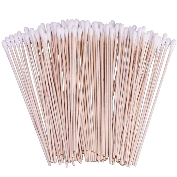 RAGUPEL 400 Count 6 Inch Long Cotton Swabs with Wooden Handles Cotton Tipped Applicator for Cleaning