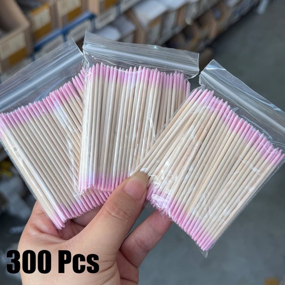 RAGUPEL 400Pcs Pink Double Head Nail Art Cuticle Pusher Remover 7Cm Orange Wood Sticks Cotton Swab Clean Tool for Nail Rhinestone Makeup Cuticle Pusher