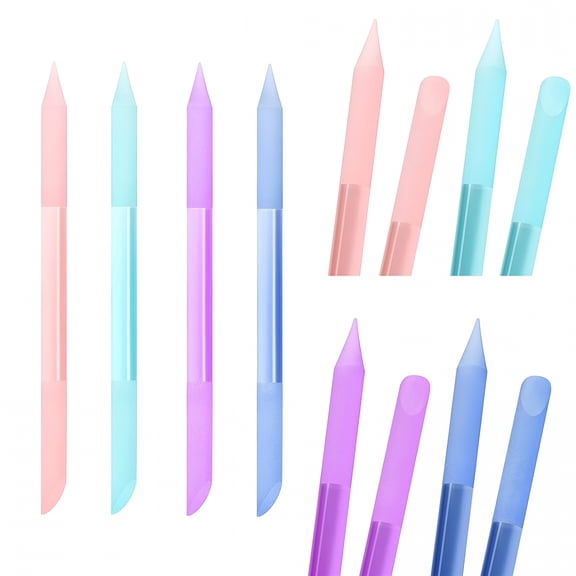 RAGUPEL 4Pcs Glass Cuticle Pusher, Dual-Ended Manicure Stick, Crystal Cuticle Pusher Glass File, Professional Precision Filing Cuticle Remover, Manicure Pedicure Tools for Nails and Cuticles Care