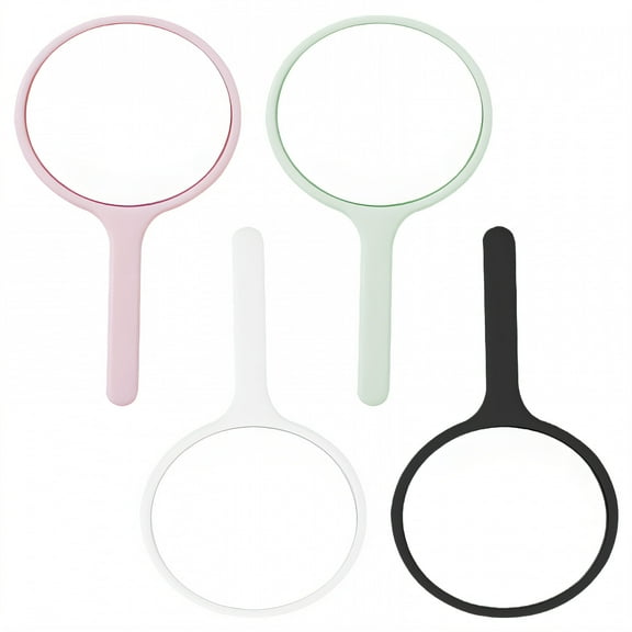 RAGUPEL 4Pcs Hand Mirrors with Handle,Circular Mirror Surface 4.3"*2.6"*0.4" Hand Held Mirror,Aluminum Mirror Hand Held Mirrors with Handle,Mix1