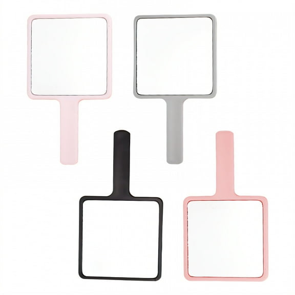 RAGUPEL 4Pcs Hand Mirrors with Handle,Flat Square Hand Mirror 5.3"*3"*0.4" Hand Mirror,Hips Handle Handheld Mirror with Handle,Mix1