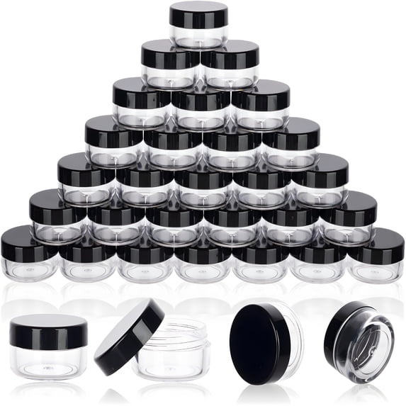 RAGUPEL 5 Gram Sample Containers with Lids,50 Count 5Ml Sample Jars,Empty Cosmetic Containers with Lids,Small Makeup Travel Containers for Glitter,Lotion,Cream,Beads,With Labels,Mini Spatulas