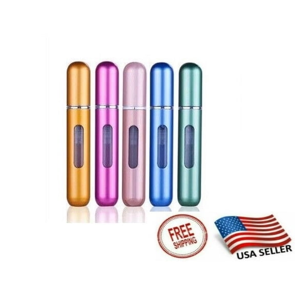 RAGUPEL 5 PCS Travel Portable 5ml Mini Refillable Travel Portable Perfume Atomizer Bottle Spray Pump Case