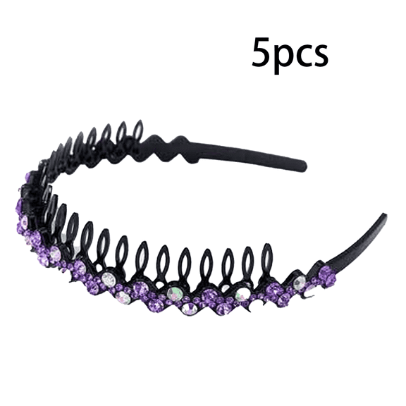 RAGUPEL 5 Pcs Headbands for Women,Adjustable and No-Slip Thin Headbands for Women,Gemstone Detailing Teeth Headbands,Purple