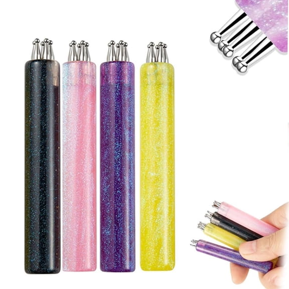 RAGUPEL 5 Petal Flower Nail Dotting Pen,Nail Art Dotting Tools,1.8Mm Fine Tip Rhinestone Dot Paint Tool for Painting,Sculpting,Rhinestones Diy and Salon (4Pcs)
