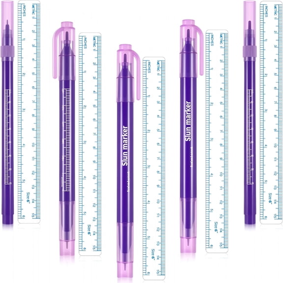 RAGUPEL 5 Pieces Tattoo Tip Markers Skin Marker Pen Tattoo Pen in 0.5 Mm and 1 Mm with Paper Ruler for Skin, Eyebrow, Lips (2 Single Head, 3 Double Heads)