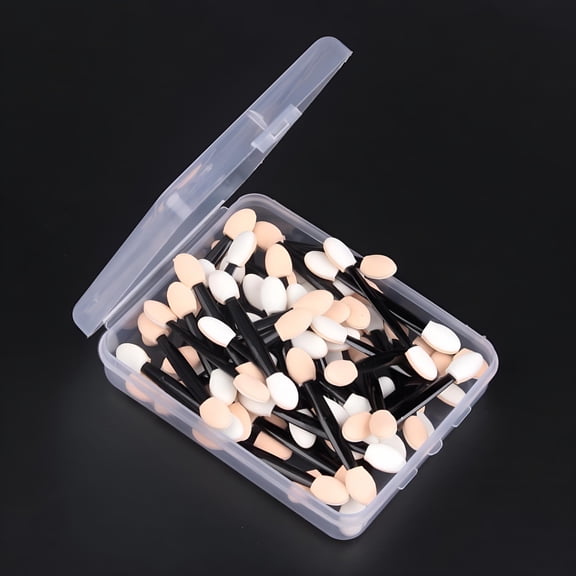 RAGUPEL 50 Eye Shadow Applicator Disposable Foam Makeup Brush Sponge Tipped Oval Eyeshadow Applicators Dual Sides with A Box