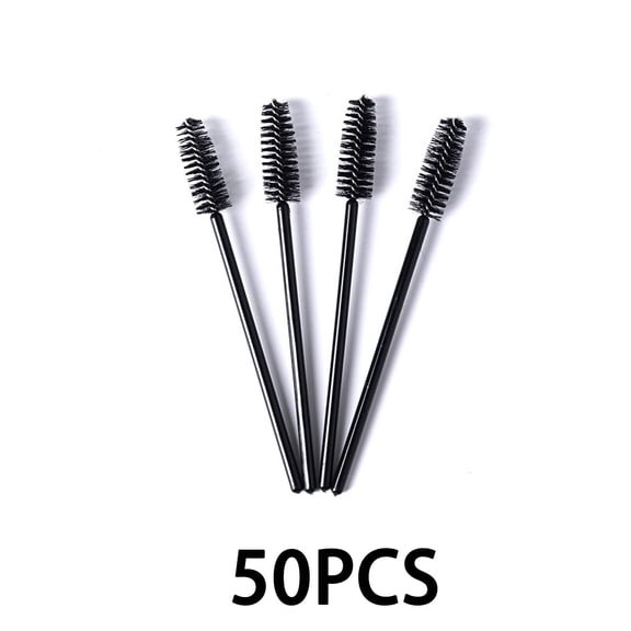 RAGUPEL 50Pcs Eyelash Brush,Dual-Use Brush Eyelash Spoolies,Lashes and Brows Convenient Makeup Lash Brush,Black