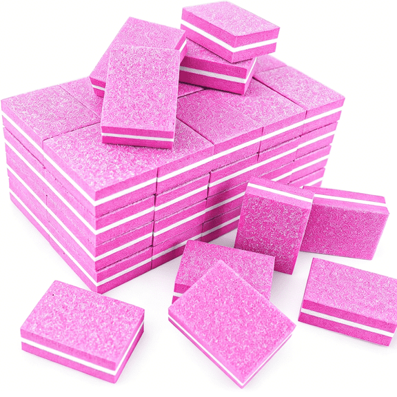 RAGUPEL 50Pcs Pink Sponge Nail Buffers,100/180 Grit Mini Nail Files,Mini Buffer Block Nail File for Acrylic&Natural Nails,Double-Sided Buffing Blocks for Manicure&Pedicure