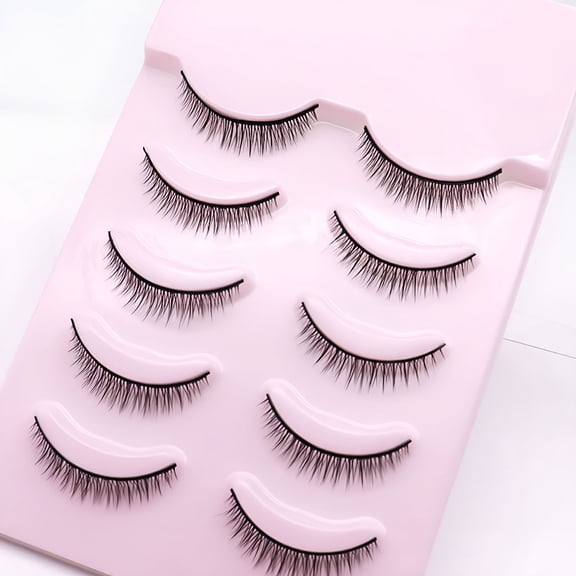 RAGUPEL 5Pairs False Eyelashes Natural Perfect Fitting Artificial Fiber Cross Short Makeup Extensions Eye Lashes for Dressing Room