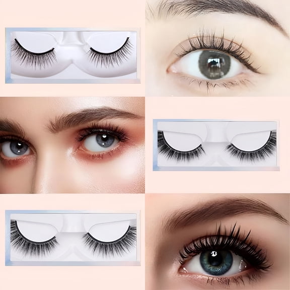 RAGUPEL 5Pairs Reusable Self-Adhesive Eyelashes, No Glue or Eyeliner Needed Easy To Apply, Waterproof Wispy Long Extension Natural Fluffy Makeup Thick False Eyelashes