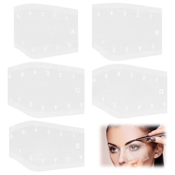 RAGUPEL 5Pcs Eyebrow Stencils Ruler,Eyebrow Mapping Tool Set with Flexible Rulers for Precise Shaping,Reusable Stencils for Makeup Professionals,And Beginners